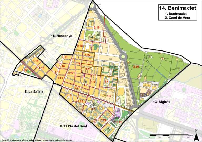 Mapa del Distrito 14 Benimaclet-Valencia