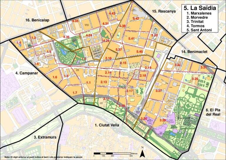 Mapa del distrito 05 La Saïdia de Valencia-Barrio de Marxalenes